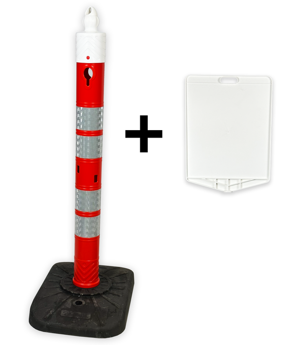 UvV-Shop UvV Schilderpfosten aus Kunststoff mit Schild individuell bedruckt mit Fußplatte Tower 110 cm 8 kg Fußplatte