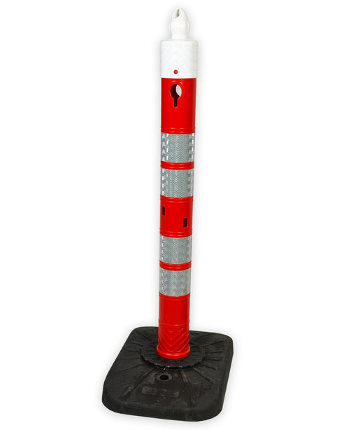 UvV-Shop UvV Kettenpfosten "Tower" 1,2m hoch Ø110mm 8 kg Fußplatte, Reflexfolie (ohne Ketten) 1 Pfosten