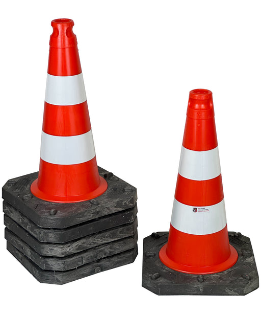 UvV-Shop Premium Qualitäts Pylonen 500mm - langlebige 2,5kg schwere Verkehrshütchen standsicher | Profi Set Großes Set (6 Stück)