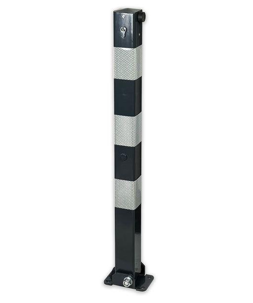 UvV-Shop UvV Design Absperrpfosten Comfy 70x70mm klappbar Stahl feuerverzinkt pulverbeschichtet + Reflexfolie C Silber Weiß)