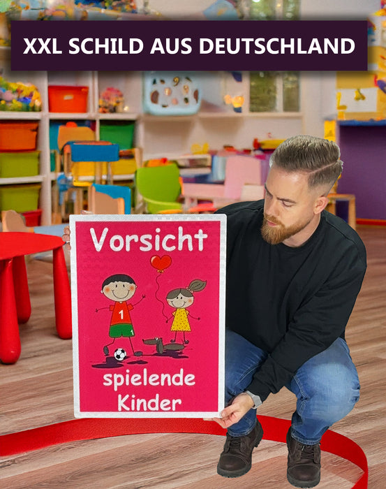 UvV Warnschild Vorsicht spielende Kinder 60 x 45 cm oder 30 x 20 cm reflektierend - hochwertiges Alu-Dibond Schild - Bedruckt mit reflektierender Folie - Gute Sichtbarkeit auch bei Dunkelheit