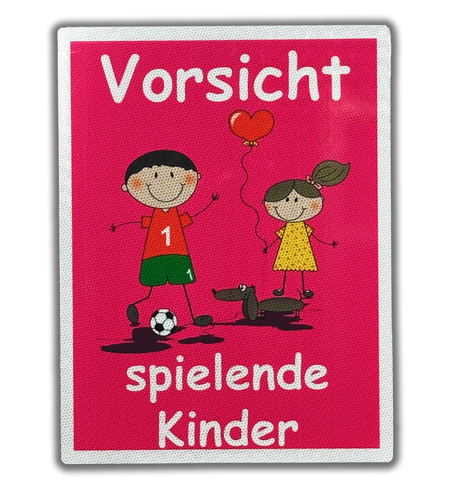 UvV Warnschild Vorsicht spielende Kinder 60 x 45 cm oder 30 x 20 cm reflektierend - hochwertiges Alu-Dibond Schild - Bedruckt mit reflektierender Folie - Gute Sichtbarkeit auch bei Dunkelheit