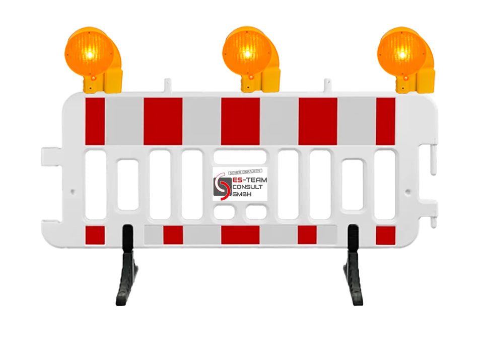 UvV 2m Absperrgitter inkl. Füße Lampenstutzen als Straßensperre (Teilsperrung)