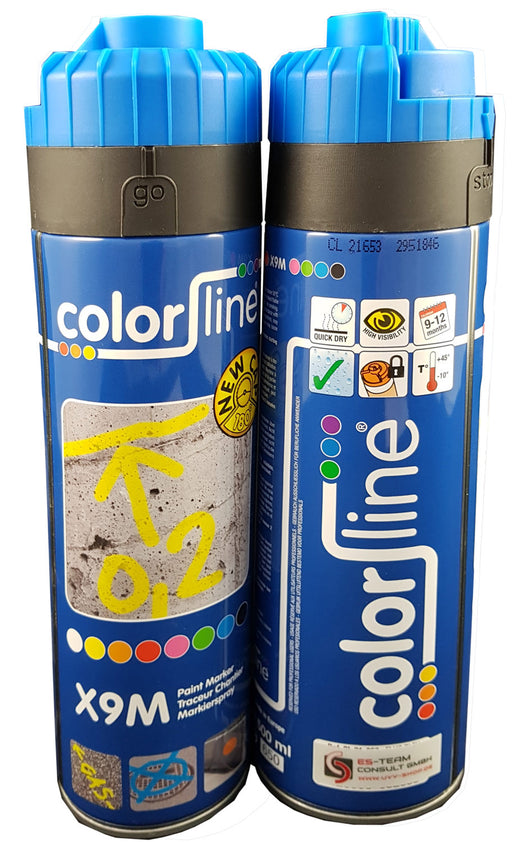 UvV-Shop UvV Set 2 Dosen Markierungsfarben, Bauspray Farbdosen 500ml Paint Marker ColorLine blau