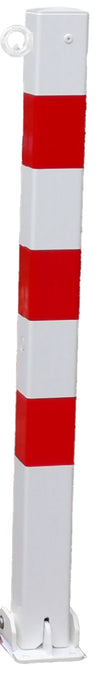 UvV Absperrpfosten Comfy 70x70mm klappbar Dreikant DIN3223 Stahl feuerverzinkt weiß pulverbeschichtet rote Reflexfolie