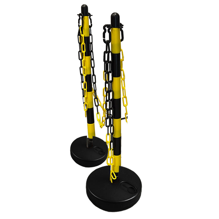 UvV GIALLI Lager Kettenpfosten Set + 6mm Kunststoffkette gelb/schwarz