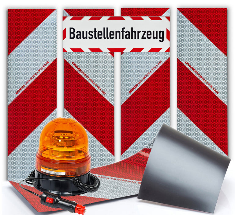 Kfz-Folie DIN30710 Orafol Magnetset+LED 8093+Baustellenfahrzeug 45x15cm