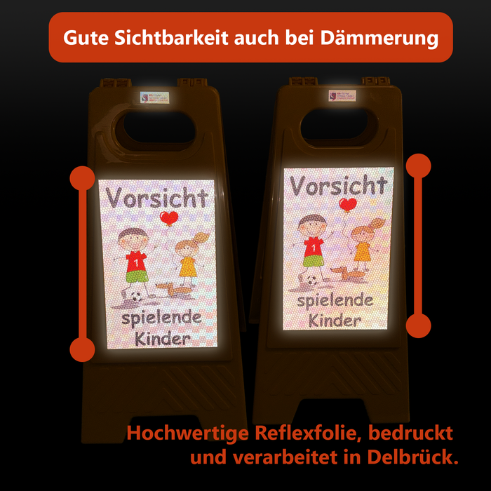 UvV-Shop 2 Stück Kinder Warnschild Aufsteller Vorsicht spielende Kinder