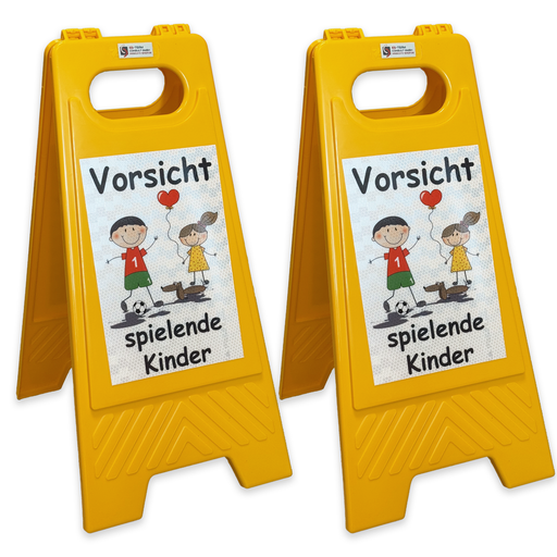 UvV-Shop 2 Stück Kinder Warnschild Aufsteller Vorsicht spielende Kinder