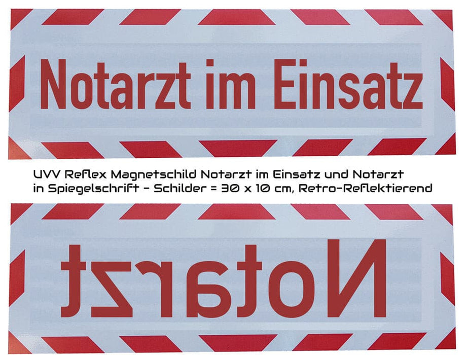 Kfz Schild Notarzt + Spiegelschrift + Magnet kennleuchte Profi blau.