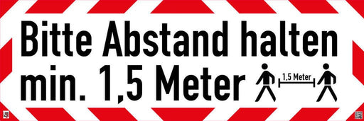 45 x 15 cm Warnschild reflektierend Bitte Abstand halten 1,5m.