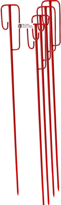 UvV Absperrleinenhalter Laterneneisen 1,2 Meter UVV Sicherheitsbügel - 8 Stück Set - einfache Tauchlackierung (rot 2. Wahl)