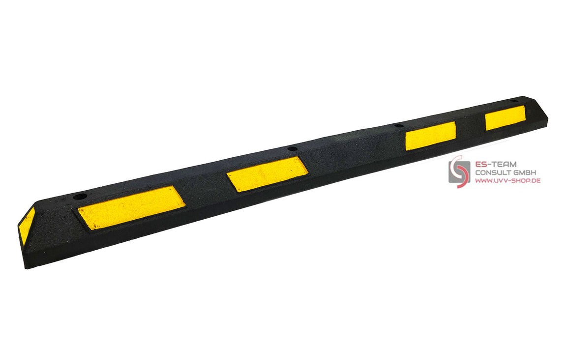 UvV Radstopper WHEEL schwarz gelbe Parkplatzabgrenzung 100% Gummi 55, 90,  120 oder 180 cm lang
