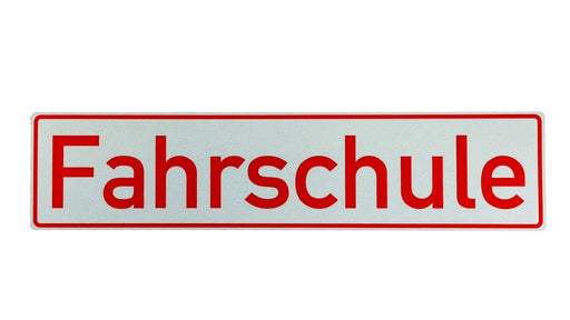 Reflektierendes KFZ-Schild 35 x 8cm Fahrschule als Alu-Dibond Schil.