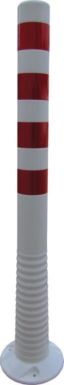 Absperrpfosten, Poller 100 cm, flexibel weiß, rot reflektierend.