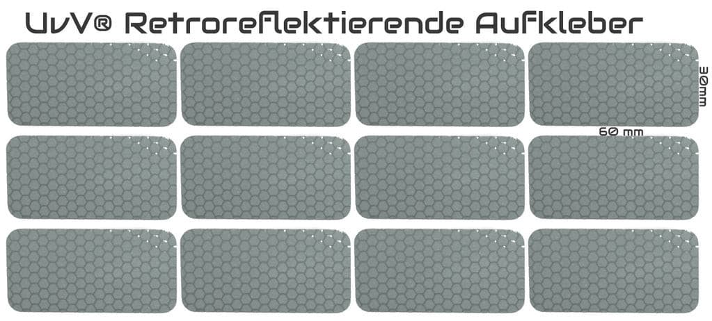 Reflex Sticker Aufkleber, 12 Stück 60 x 30 mm Sticker