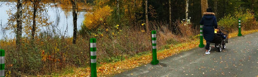 UvV-Shop 3 x flexible grüne Absperrpfosten Poller weiß reflektierend Set 75 oder 100 cm 1000 mm RA2