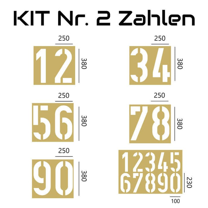 Bodenmarkierung Schablonensatz Kit 2 - Zahlen.