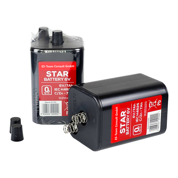 UvV STAR Blockbatterie 7 Ah für Warnleuchten, Baustellen Typ 4R25 6 Volt
