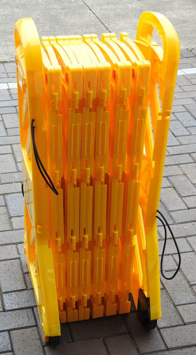 Absperrgitter faltbar FOLD - 4 Meter gelb +Reflektoren +Rollen.