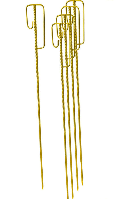 5 Stück gelbe Laterneneisen Absperrleinenhalter 14mm x 1,2 m.