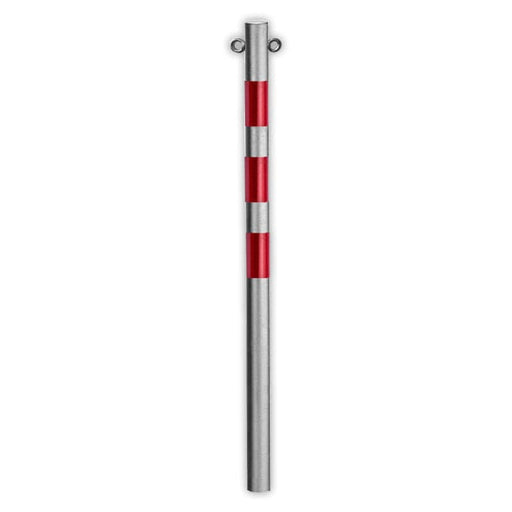Stahl Absperrpfosten feuerverzinkt Ø60mm ortsfest mit Ösen 1.300 mm lang.