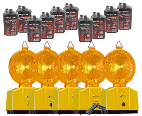 Baustellenleuchten Set UVWARN Warnleuchten gelb mit Batterien