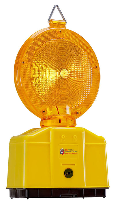 Warnleuchte Baustellenleuchte gelb LED + 1 x 50Ah Luft-Sauerstoff Batterie.