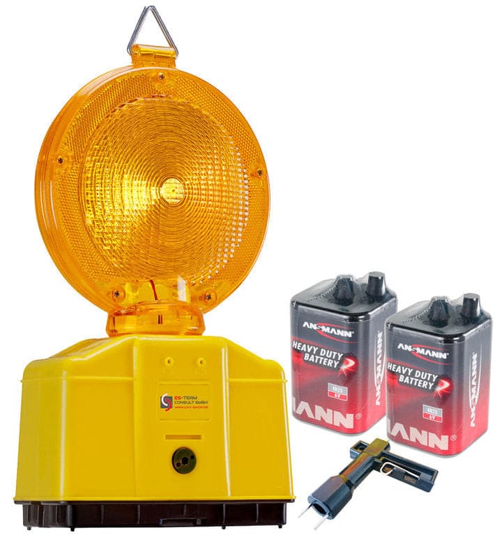 Baustellenleuchte gelb Warnleuchte mit/ohne UvV Batterie Lampenschlüssel LED