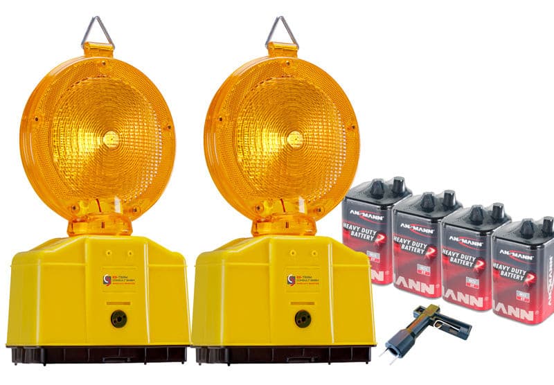 siwitec Baustellenleuchte, LED Warnleuchte mit Dämmerungssensor und  Lampenschlüssel
