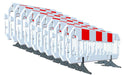Absperrgitter Eventgitter "Split" Folie RA1 Schranke rot/weiß 2m inkl. Füße.
