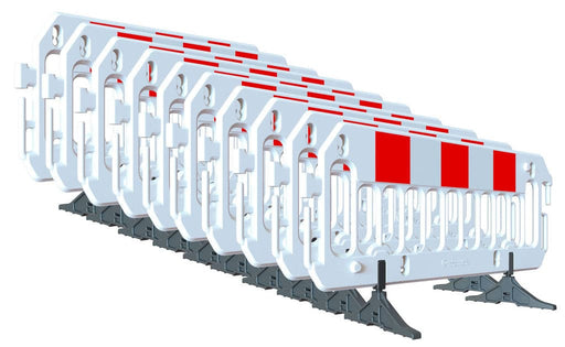 UvV-Shop Absperrgitter Eventgitter "Split" Folie RA1 Schranke rot/weiß 2m inkl. Füße 10 Stück
