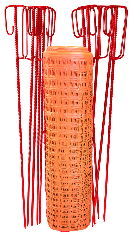 UvV-Shop Fangzaun HEAVY 50 x 1 m Rolle schweres Modell grün oder orange 12kg + 10 Halter Orange 50 m + 12 Halter rot