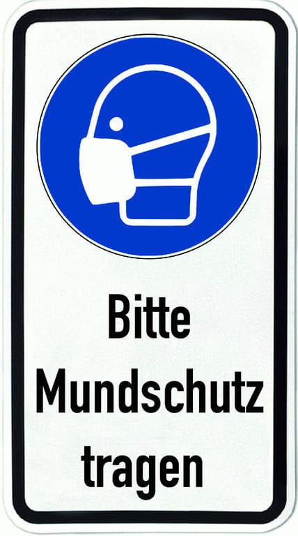 Schild 33 x 60 cm Bitte Mundschutz tragen - Schild.