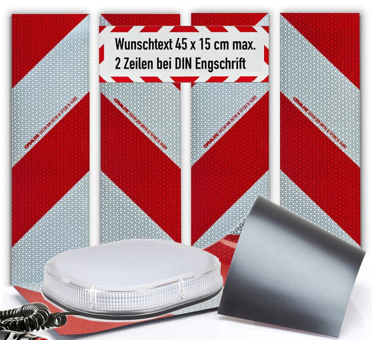 Kfz-Warnfolie DIN30710 Magnet LED Dachbalken Schild 45x15 Orafol.
