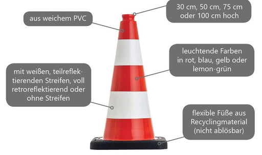 UvV FLEX orange Leitkegel Pylone standsicher >2kg schwer 50cm flexibel.